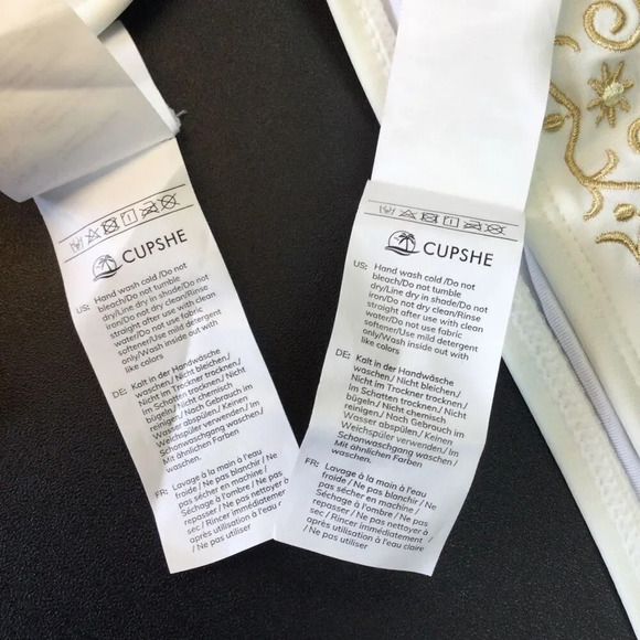 NWT Cupshe Womens Ivory Gold Triangle Bikini Swimsuit Set 2 Piece Medium/Large - Picture 11 of 14